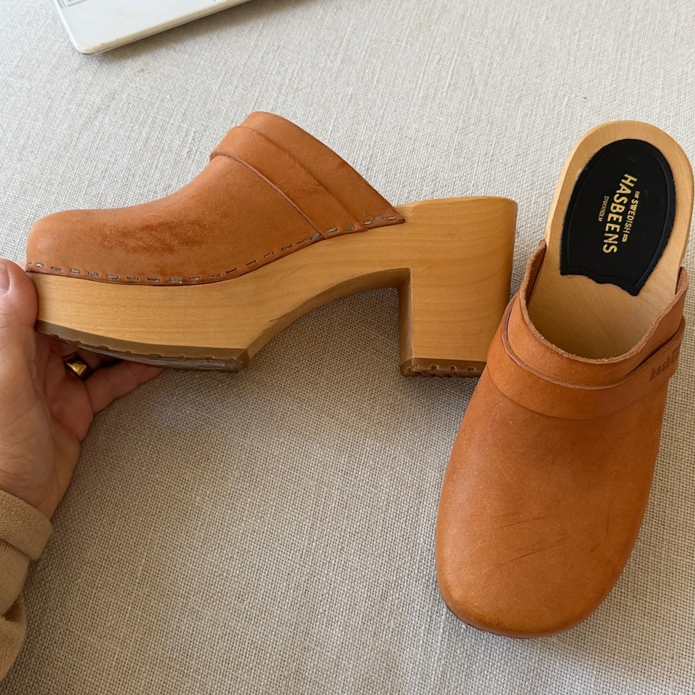 Free People Swedish Hasbeens NWT Louise Slip In Nature Clog Sandal Retro Love 🌸 - Picture 11 of 14